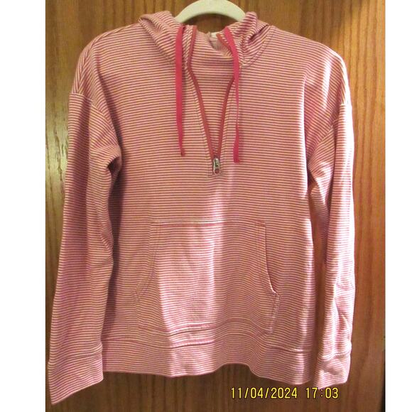 Pink/White Stripe Knit Hooded Top - Croft & Barrow Small - Picture 3 of 5
